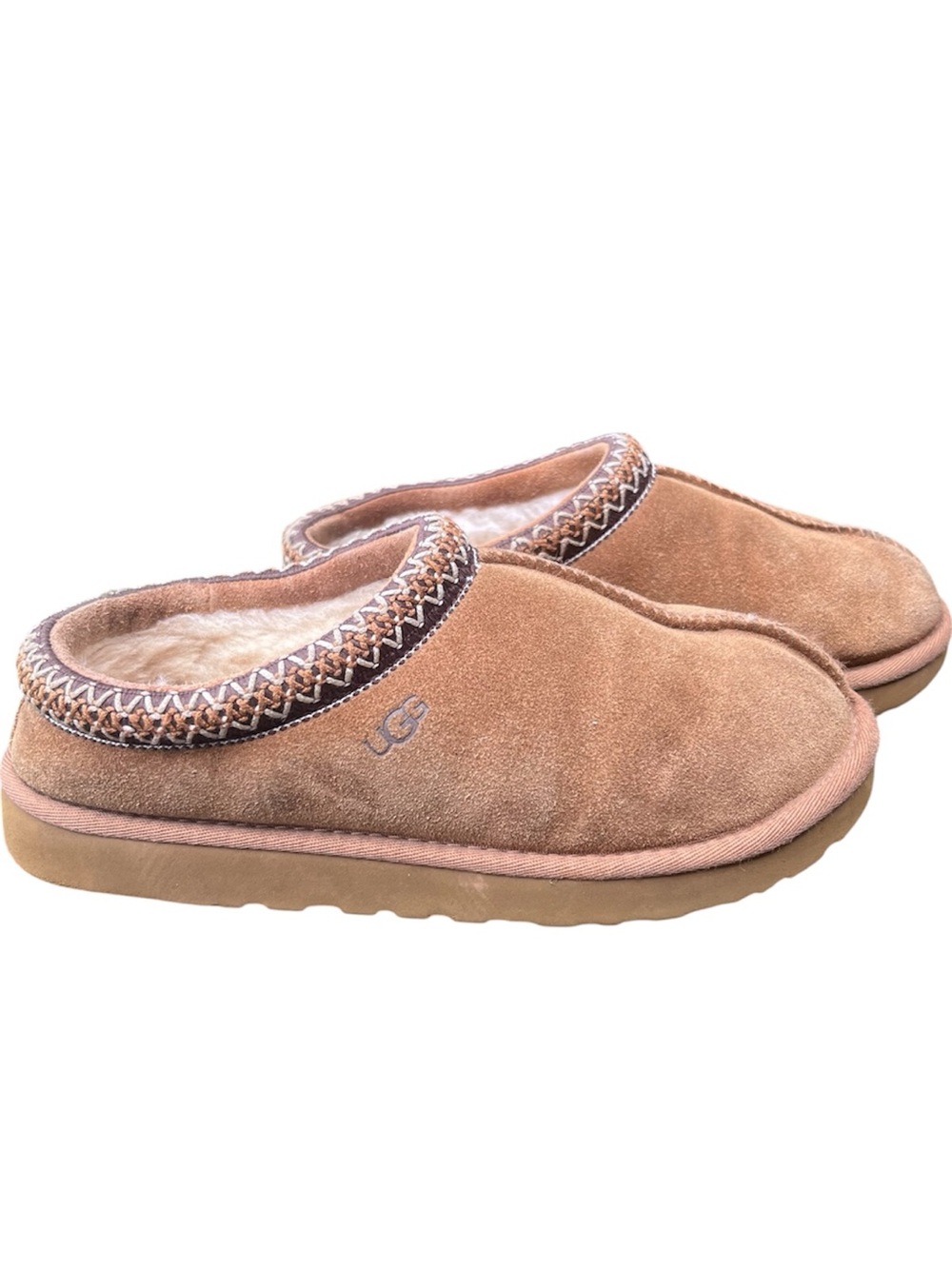 UGG Tasman Chestnut Suede Shearling Lined Slippers Clogs